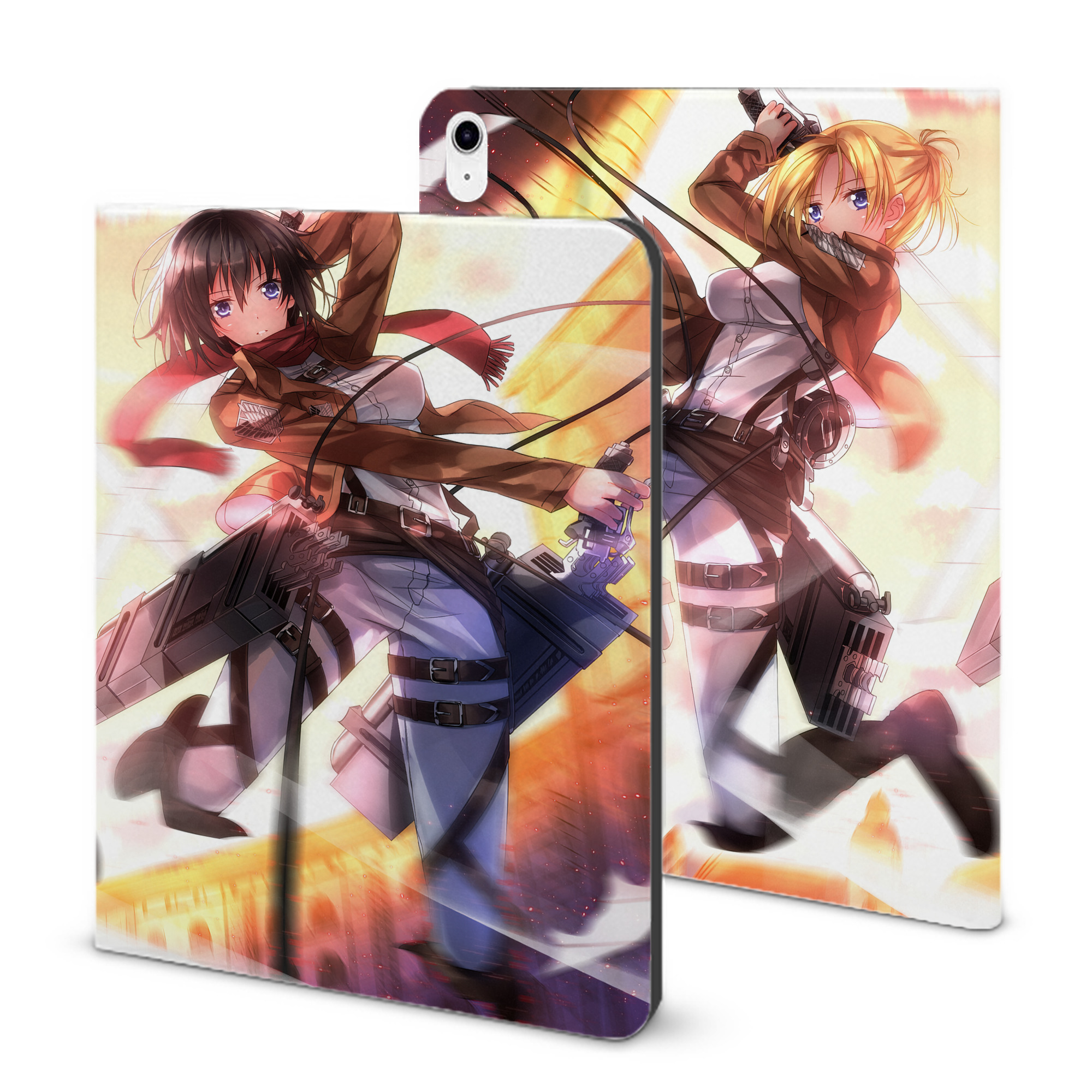 （画像用） 進撃の巨人 Attack on Titan IPad ケース ブック型 PUレザー TPU 耐衝撃 軽量 薄型 ペン収納なし 全面保護 IPad 各モデル対応